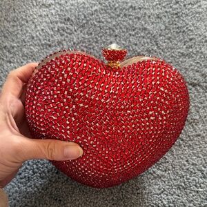 Red Heart Shaped Crystal Clutch